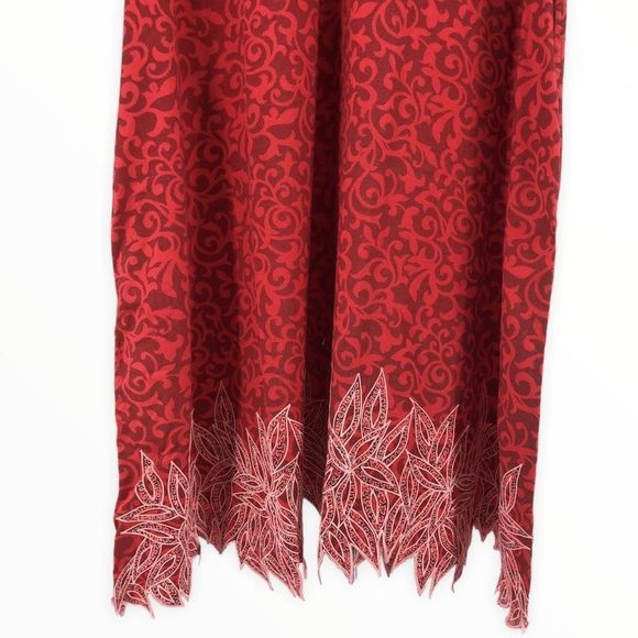 70’s Vintage Handmade Red Print Embroidered Housedress Short Sleeve - Picture 5 of 9